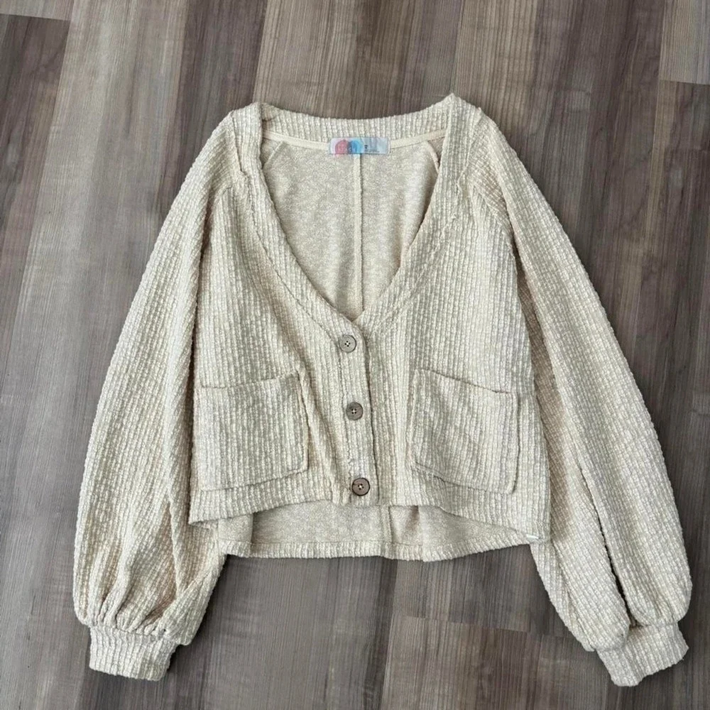 Free‎ People Beach Oasi cream cardigan with pockets size XS